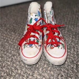 Colorful Dinosaur Print Kids High-Top Sneakers